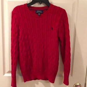 Boys Ralph Lauren Red Cable Knit Sweater